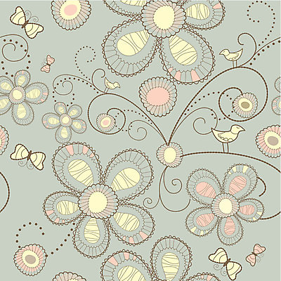 EPS 해외이미지 꽃 하늘색 나비 백그라운드 꽃무늬 여러마리 일러스트 조류 사람없음 해외202004 해외202105 해외일러스트 식물 동물 다수 곤충 무늬 파란색 파일형식 벡터