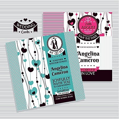 EPS 해외이미지 실루엣 리본 선 분홍색 결혼 일러스트 사람없음 초록색 하트 원형 청첩장 복고 결혼반지 신랑신부 해외202004 해외202105 해외일러스트 모양 도형 신부_웨딩 컬러 신랑 카드_감사 촬영기법 이벤트 반지 파일형식 벡터