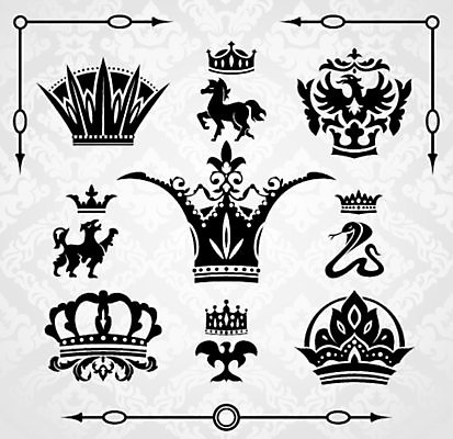 EPS 해외이미지 동물 여러마리 일러스트 조류 왕관 사람없음 세트 말_동물 빈티지 심볼 복고 코브라 해외202004 해외202105 해외일러스트 다수 컨셉 포유류 파충류 파일형식 벡터