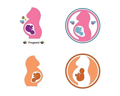 EPS 해외이미지 일러스트 사람없음 세트 임산부 임신 하트 원형 태아 해외202105 해외일러스트 모양 도형 파일형식 벡터