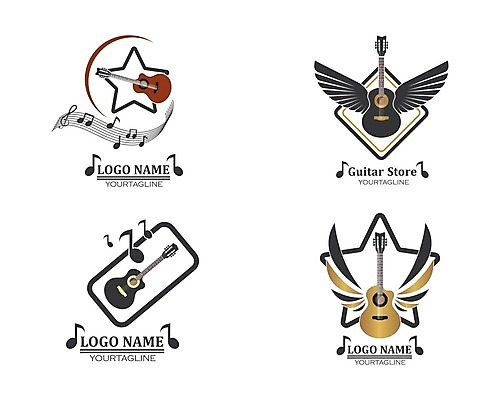 EPS 해외이미지 음악 일러스트 비즈니스 사람없음 세트 기타 심볼 해외202105 해외일러스트 현악기 문화예술 파일형식 벡터