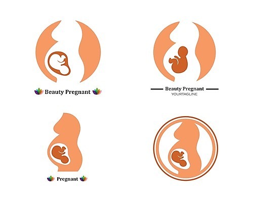 EPS 해외이미지 일러스트 사람없음 세트 임산부 임신 원형 태아 해외202105 해외일러스트 도형 파일형식 벡터