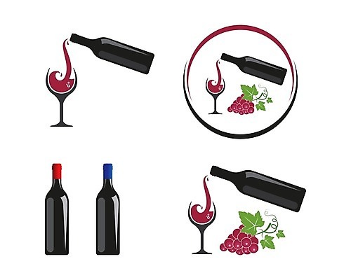 EPS 해외이미지 와인잔 일러스트 포도 사람없음 와인 원형 붓기 레드와인 심볼 와인병 포도잎 해외202105 해외일러스트 도형 잎 술잔 과일 모션 병_용기 주류 파일형식 벡터