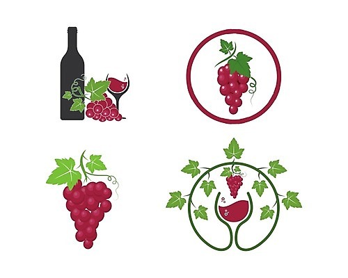 EPS 해외이미지 와인잔 일러스트 포도 사람없음 와인 원형 레드와인 심볼 와인병 포도잎 해외202105 해외일러스트 도형 잎 술잔 과일 병_용기 주류 파일형식 벡터