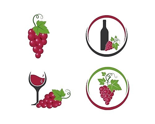 EPS 해외이미지 와인잔 일러스트 포도 사람없음 와인 원형 레드와인 심볼 와인병 포도잎 해외202105 해외일러스트 도형 잎 술잔 과일 병_용기 주류 파일형식 벡터