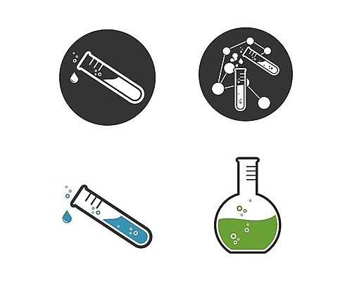 EPS 해외이미지 디자인 과학 일러스트 현미경 사람없음 물방울 DNA 심볼 플라스크 시험관 해외202105 해외일러스트 실험기구 생명공학 파일형식 벡터