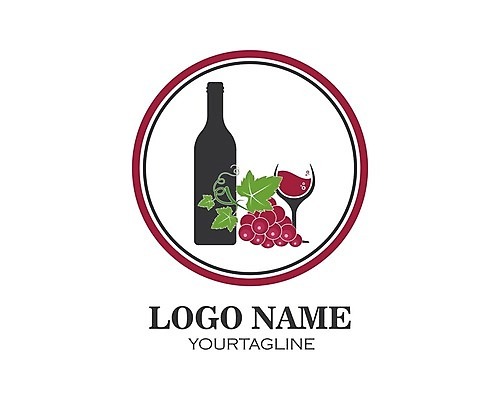 EPS 해외이미지 와인잔 일러스트 포도 사람없음 와인 원형 레드와인 심볼 와인병 포도잎 해외202105 해외일러스트 도형 잎 술잔 과일 병_용기 주류 파일형식 벡터