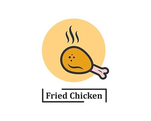 EPS 해외이미지 일러스트 사람없음 치킨 프라이드치킨 원형 심볼 닭다리 해외202105 해외일러스트 도형 닭고기요리 파일형식 벡터