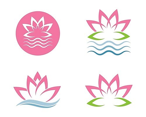 EPS 해외이미지 무료이미지 물결 분홍색 스티커 연꽃 사람없음 세트 심볼 심플 해외202105 해외일러스트 꽃 컬러 파일형식 벡터 무료콘텐츠