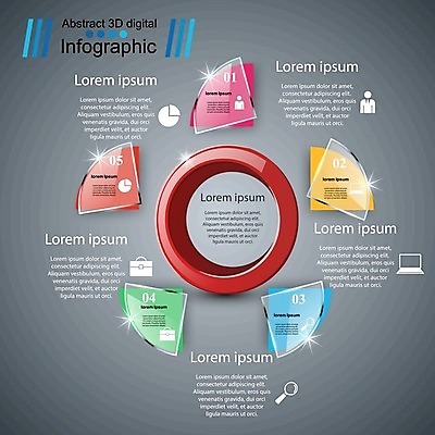 EPS 해외이미지 조각 서류가방 일러스트 비즈니스 돋보기 사람모양 사람없음 노트북 빛 자료 인포그래픽 정보 원형 원그래프 목차 해외202004 해외202105 해외일러스트 모양 도형 가방 그래프 전자제품 파일형식 벡터