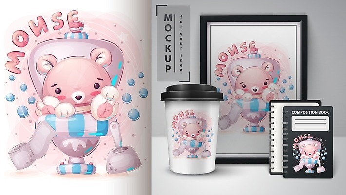 EPS 해외이미지 캐릭터 커피 일러스트 사람없음 책 컵 반려동물 차 쥐 만화 화장실 그림 변기통 목업 해외202105 해외일러스트 일러캐릭터 동물 식기 음료 설치류 파일형식 벡터