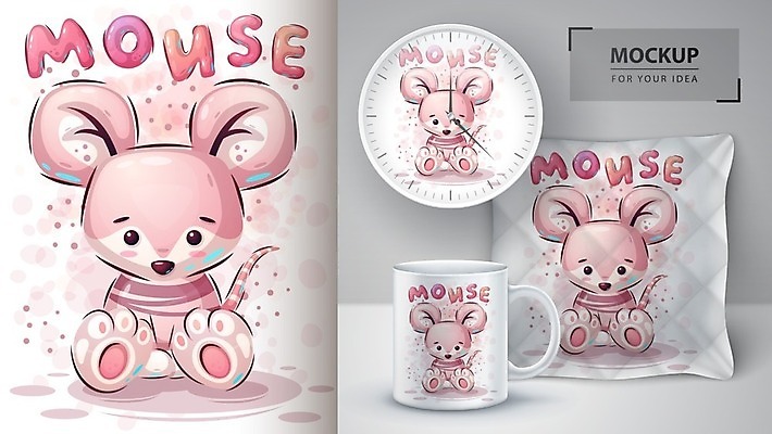 EPS 해외이미지 캐릭터 커피 일러스트 베개 사람없음 컵 잠 쥐 만화 그림 목업 해외202105 해외일러스트 일러캐릭터 식기 음료 침구 설치류 파일형식 벡터
