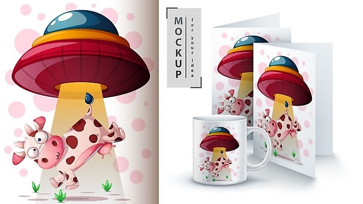 EPS 해외이미지 캐릭터 커피 일러스트 사람없음 컵 반려동물 소 차 만화 목업 해외202105 해외일러스트 일러캐릭터 동물 식기 음료 포유류 파일형식 벡터