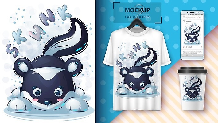 EPS 해외이미지 캐릭터 커피 티셔츠 일러스트 사람없음 컵 반려동물 만화 그림 꼬리 목업 해외202105 해외일러스트 일러캐릭터 동물 식기 음료 셔츠 파일형식 벡터