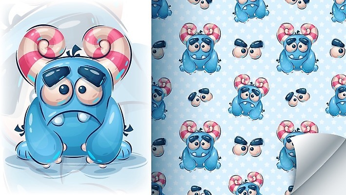 EPS 해외이미지 캐릭터 패턴 일러스트 사람없음 귀여움 몬스터 호러캐릭터 해외일러스트 일러캐릭터 컨셉 무늬 파일형식 벡터