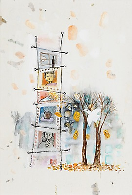 JPG 나무 식물 동물 백그라운드 단풍 낙엽 일러스트 조류 프레임 사람없음 가을 추억 필름 시화 기념사진 가을배경 국내일러스트 계절 컨셉 잎 파일형식 가을_계절