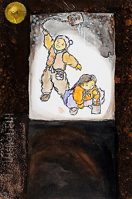 JPG 한국전통 여자 남자 어린이 백그라운드 일러스트 놀이 사람 소녀 소년 두명 전통놀이 전통의상 한복 시화 쥐불놀이 어린이만 국내일러스트 전통 한국 파일형식