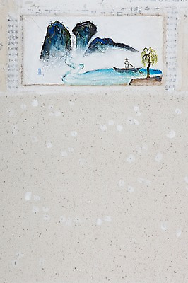 JPG 나무 식물 남자 백그라운드 일러스트 자연 산 한명 사람 풍경 성인 강 공백 절벽 폭포 돛단배 뱃사공 시화 노 나루터 선박 남자만 남자한명만 성인남자만 성인만 국내일러스트 1 수상교통 배_교통 항구 생태계 파일형식