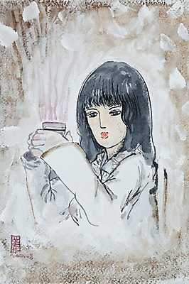 JPG 여자 백그라운드 일러스트 잔 한명 사람 시화 여자만 여자한명만 국내일러스트 1 식기 파일형식