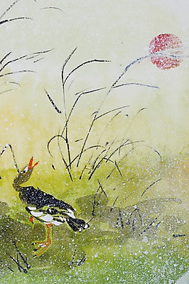 JPG 식물 한마리 백그라운드 일러스트 조류 사람없음 태양 풀 시화 국내일러스트 자연요소 동물 1 파일형식