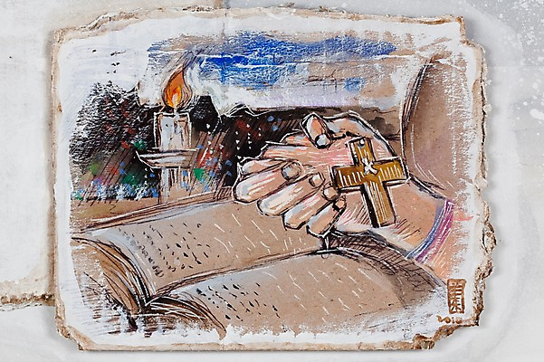 JPG 손 종교 백그라운드 십자가 일러스트 초 촛불 신체부위 성경 기도 시화 국내일러스트 종교용품 사람 파일형식