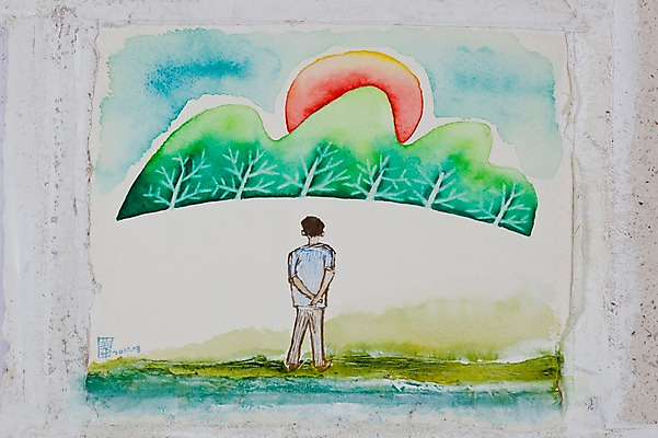 JPG 나무 식물 남자 백그라운드 일러스트 산 한명 사람 성인 태양 일출 시화 남자만 남자한명만 성인남자만 성인만 국내일러스트 자연요소 1 노을 파일형식