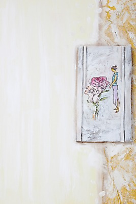 JPG 식물 여자 꽃 분홍색 백그라운드 일러스트 여름꽃 한명 사람 성인 장미 공백 흰색 두송이 시화 여자만 여자한명만 성인여자만 성인만 국내일러스트 1 컬러 2 파일형식 여름_계절