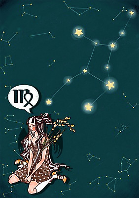 PSD 캐릭터 여자 별 날개 일러스트 하늘 곡류 그림자 한명 사람 별자리 심볼 별자리캐릭터 처녀자리 데메테르여신 여신 여자만 여자한명만 일러캐릭터 자연요소 1 그리스로마신화 파일형식