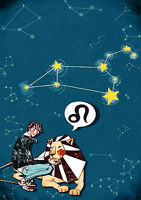 PSD 동물 캐릭터 한마리 남자 별 일러스트 하늘 한명 사람 별자리 사자 심볼 별자리캐릭터 사자자리 남자만 남자한명만 일러캐릭터 자연요소 1 포유류 파일형식