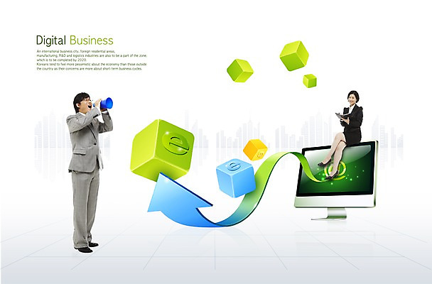 전신 PSD 편집이미지 여자 남자 화살표 중년 인터넷 비즈니스 중년라이프 사람 앉기 두명 컴퓨터 모니터 다이어리 스피커 비즈니스맨 비즈니스우먼 큐브 디지털비즈니스 중년만 이미지편집 라이프스타일 음향기기 모션 성인 전자제품 사무용품 직장인 성인만 파일형식