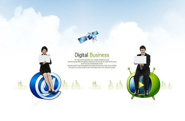 전신 PSD 편집이미지 여자 남자 중년 비즈니스 중년라이프 사람 앉기 두명 노트북 텔레비전 인공위성 비즈니스맨 비즈니스우먼 디지털비즈니스 골뱅이기호 중년만 이미지편집 라이프스타일 기호 통신 모션 성인 전자제품 직장인 성인만 파일형식