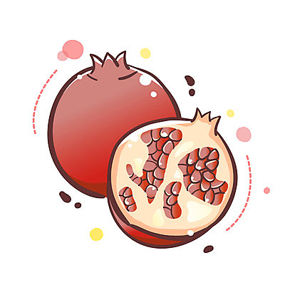 EPS 식물 아이콘 열매 조각 2 과일 큐티아이콘 사람없음 두개 슬라이스 석류 식물아이콘 2D아이콘 파일형식 벡터