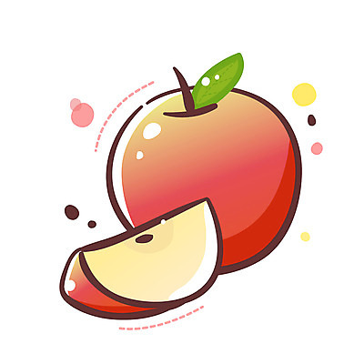 EPS 식물 아이콘 열매 조각 잎 2 과일 큐티아이콘 사람없음 두개 사과 슬라이스 식물아이콘 2D아이콘 파일형식 벡터