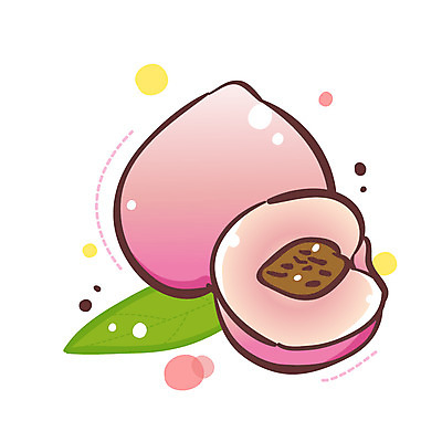 EPS 식물 아이콘 열매 조각 잎 2 과일 큐티아이콘 씨앗 사람없음 두개 슬라이스 복숭아 식물아이콘 2D아이콘 파일형식 벡터