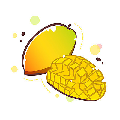 EPS 식물 아이콘 열매 조각 2 과일 큐티아이콘 사람없음 두개 슬라이스 망고 식물아이콘 2D아이콘 열대과일 파일형식 벡터