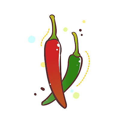 EPS 식물 아이콘 2 채소 식재료 고추 큐티아이콘 사람없음 빨간색 초록색 두개 식물아이콘 2D아이콘 컬러 파일형식 벡터