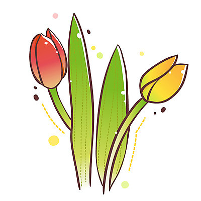 EPS 식물 아이콘 꽃 잎 봄꽃 큐티아이콘 사람없음 빨간색 노란색 튤립 두송이 식물아이콘 2D아이콘 컬러 2 봄 파일형식 벡터