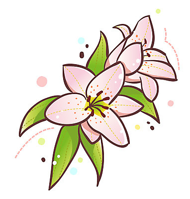 EPS 식물 아이콘 꽃 분홍색 잎 여름꽃 큐티아이콘 사람없음 백합 두송이 식물아이콘 2D아이콘 컬러 2 파일형식 벡터 여름_계절