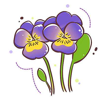 EPS 식물 아이콘 꽃 잎 봄꽃 큐티아이콘 사람없음 보라색 제비꽃 두송이 식물아이콘 2D아이콘 컬러 2 봄 파일형식 벡터