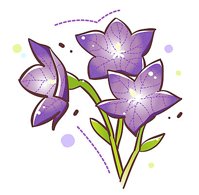 EPS 식물 아이콘 꽃 여름꽃 큐티아이콘 사람없음 보라색 세송이 식물아이콘 도라지꽃 2D아이콘 컬러 3 파일형식 벡터 여름_계절