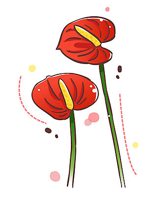 EPS 식물 아이콘 꽃 큐티아이콘 사람없음 빨간색 두송이 식물아이콘 안스리움 2D아이콘 컬러 2 파일형식 벡터