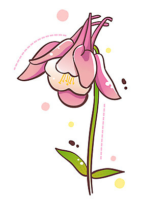 EPS 식물 아이콘 꽃 분홍색 잎 한송이 봄꽃 큐티아이콘 사람없음 식물아이콘 매발톱꽃 2D아이콘 1 컬러 봄 송이 파일형식 벡터