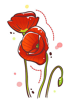 EPS 식물 아이콘 꽃 여름꽃 큐티아이콘 사람없음 빨간색 두송이 양귀비 식물아이콘 2D아이콘 컬러 2 파일형식 벡터 여름_계절