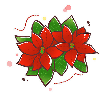 EPS 식물 아이콘 꽃 잎 큐티아이콘 사람없음 빨간색 두송이 겨울꽃 식물아이콘 포인세티아 2D아이콘 컬러 2 겨울 파일형식 벡터