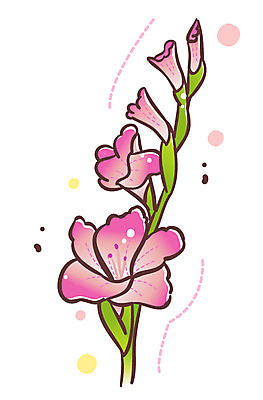 EPS 식물 아이콘 꽃 여러송이 여름꽃 큐티아이콘 사람없음 빨간색 식물아이콘 글라디올러스 2D아이콘 컬러 다수 파일형식 벡터 여름_계절