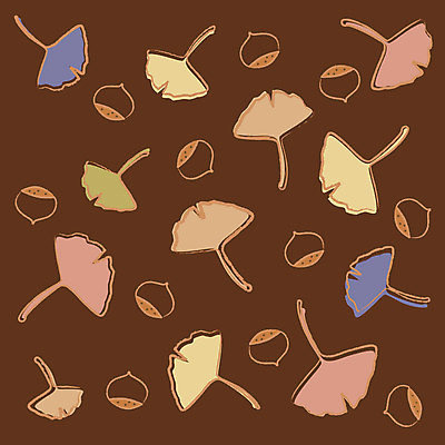 EPS 문양 열매 백그라운드 단풍 낙엽 잎 무늬 패턴 일러스트 나뭇잎 사람없음 갈색 견과류 밤 은행잎 국내일러스트 식물 컬러 파일형식 벡터