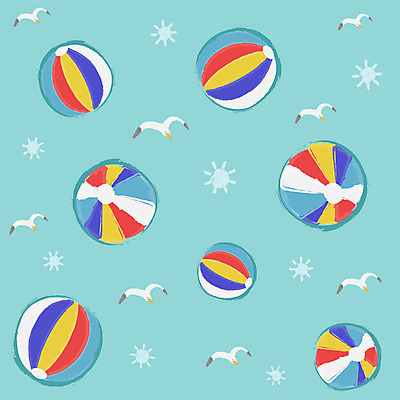 EPS 동물 문양 하늘색 백그라운드 무늬 패턴 일러스트 공 갈매기 조류 사람없음 태양 국내일러스트 자연요소 파란색 파일형식 벡터