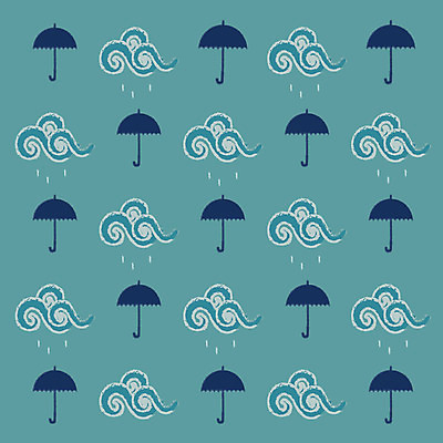 EPS 구름 문양 백그라운드 무늬 패턴 일러스트 우산 사람없음 파란색 비 빗방울 국내일러스트 자연요소 컬러 날씨 비_날씨 파일형식 벡터