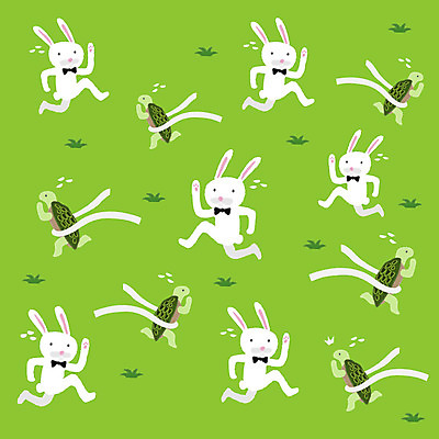 EPS 동물 문양 백그라운드 무늬 패턴 여러마리 일러스트 사람없음 초록색 달리기 토끼 거북이 땀 결승선 토끼와거북이 국내일러스트 컬러 다수 포유류 파충류 모션 동화 반려동물 파일형식 벡터