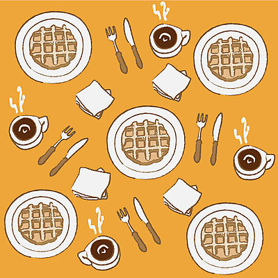 EPS 문양 접시 커피 음식 백그라운드 포크 무늬 패턴 일러스트 디저트 잔 사람없음 나이프 화장지 차 브런치 와플 국내일러스트 식기 음료 식사 칼 파일형식 벡터